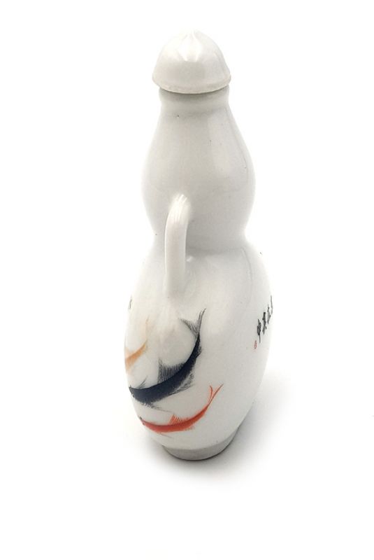Chinesische Porzellan Schnupftabakflasche - Fisch - Feng Shui 3 2