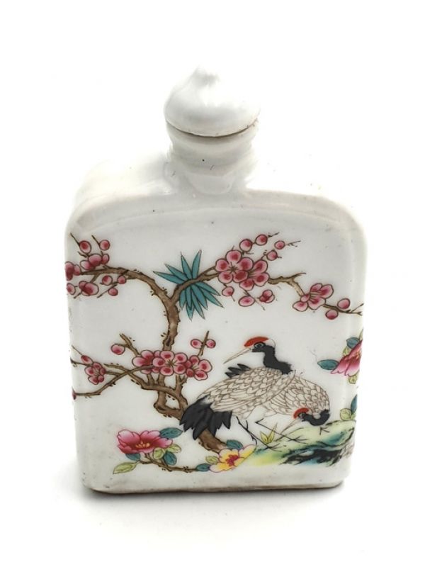 Chinesische Porzellan Schnupftabakflasche - Kranich 2 2