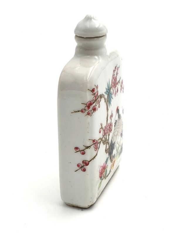 Chinesische Porzellan Schnupftabakflasche - Kranich 2 3