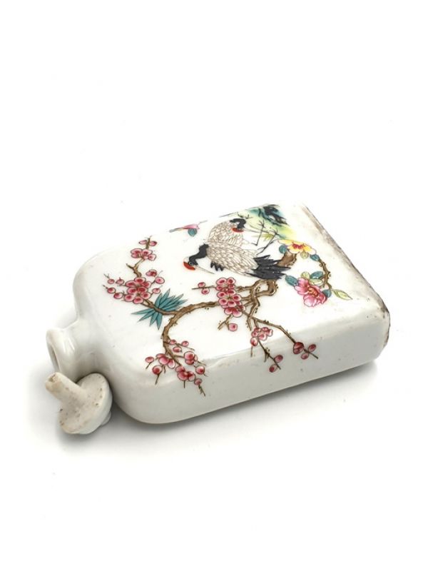 Chinesische Porzellan Schnupftabakflasche - Kranich 2 5