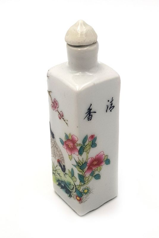 Chinesische Porzellan Schnupftabakflasche - Kranich 2
