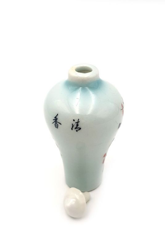Chinesische Porzellan Schnupftabakflasche - Vogel und Blume 2 3