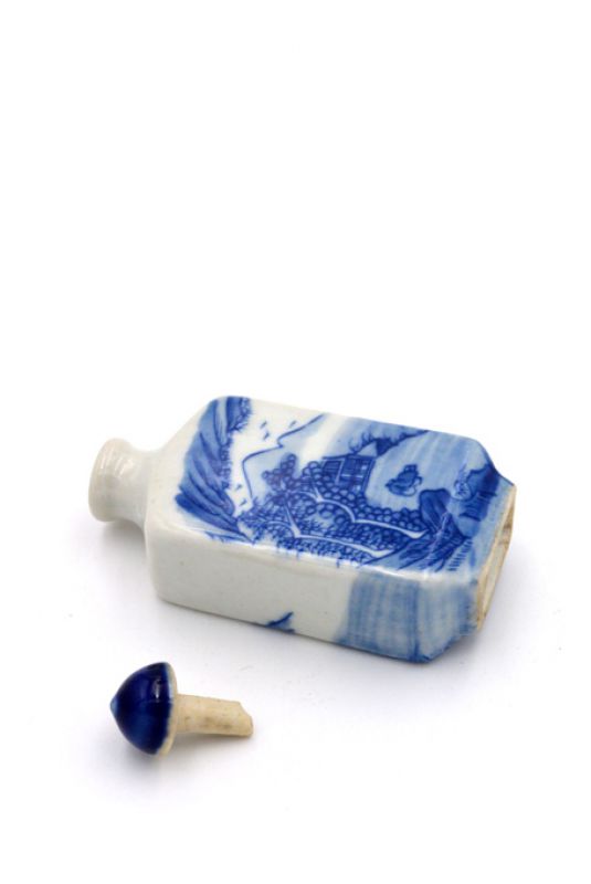 Chinesische Porzellan Schnupftabakflasche - Weiß und Blau - Landschaft 5 5