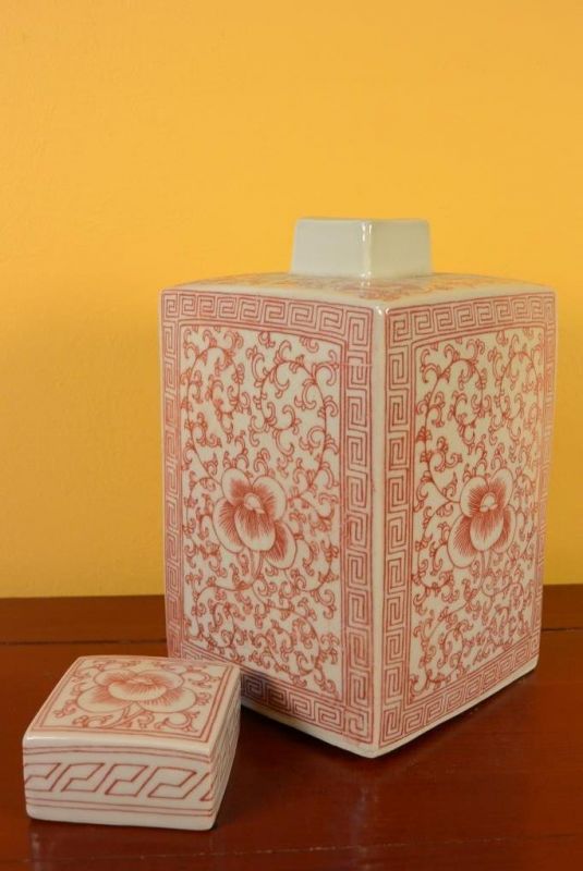 Chinesische Porzellan Töpfe - Rote Blüten 4