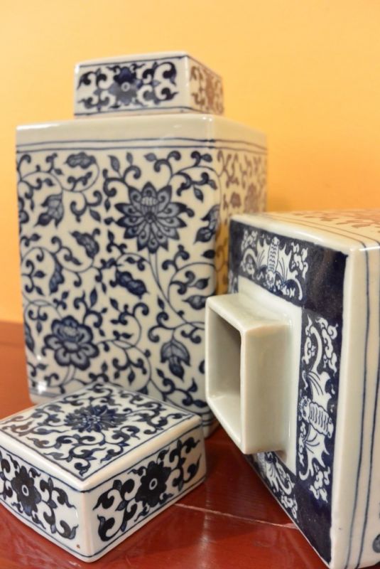 Chinesische Porzellan Töpfe Weiss und Blau 5