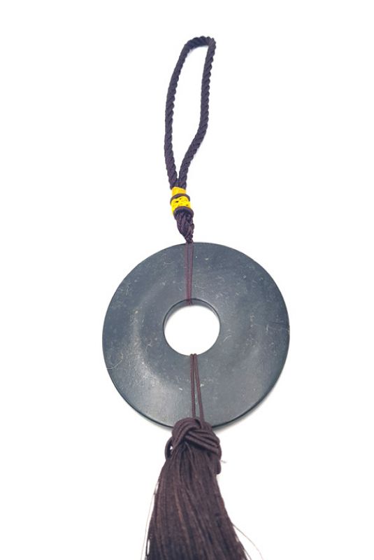 Chinesische Quaste - Jade Bi-Scheibe - Braun / schwarz 3