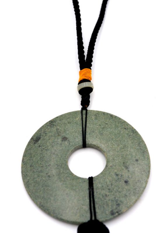 Chinesische Quaste - Jade Bi-Scheibe - Grün und Schwarz 2