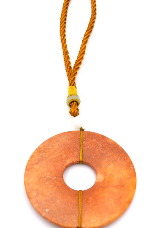 Chinesische Quaste - Jade Bi-Scheibe - Orange and Gold 2