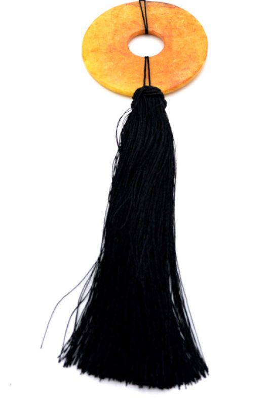 Chinesische Quaste - Jade Bi-Scheibe - Orange and Schwarz 3
