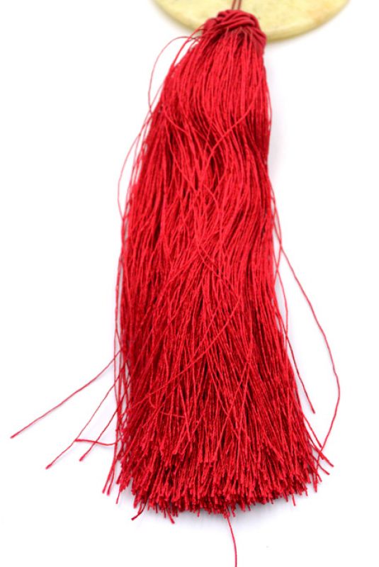 Chinesische Quaste - Jade Bi-Scheibe - Weiß und Rot 3