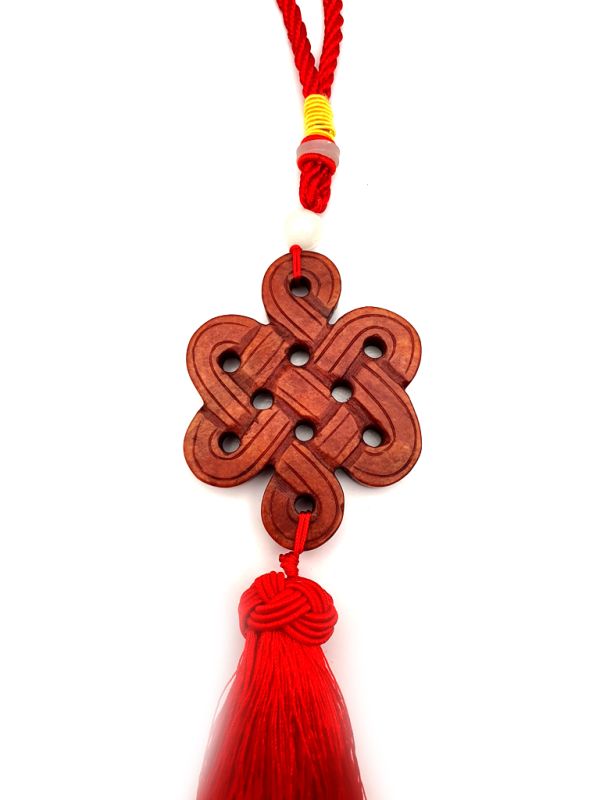 Chinesische Quaste - Jade Endlosknoten - Orange and Red 2