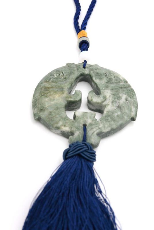 Chinesische Quaste - Jade Fisch - Grün und Blau 2