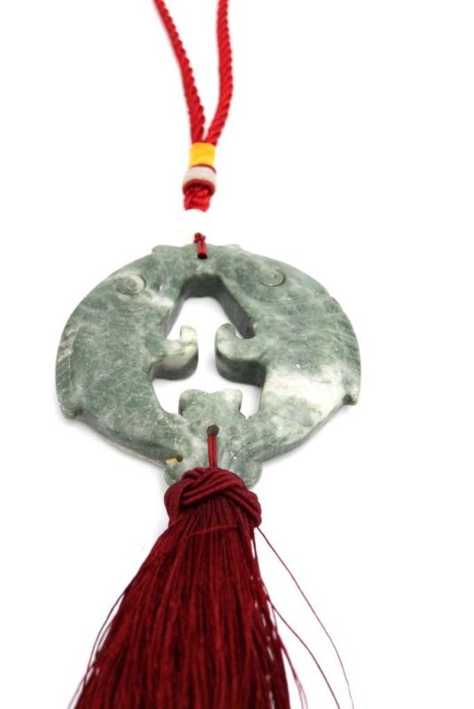 Chinesische Quaste - Jade Fisch - Grün und Rot 2