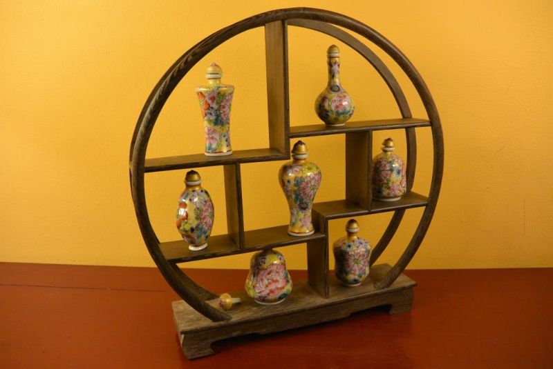 Chinesische Regal + Schnupftabakflasche - Bunte Blumen 2