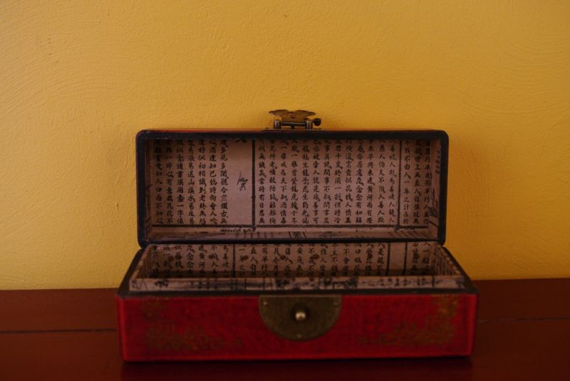 Chinesische Rote und gelbe Holzschatullen Schmetterlinge 5