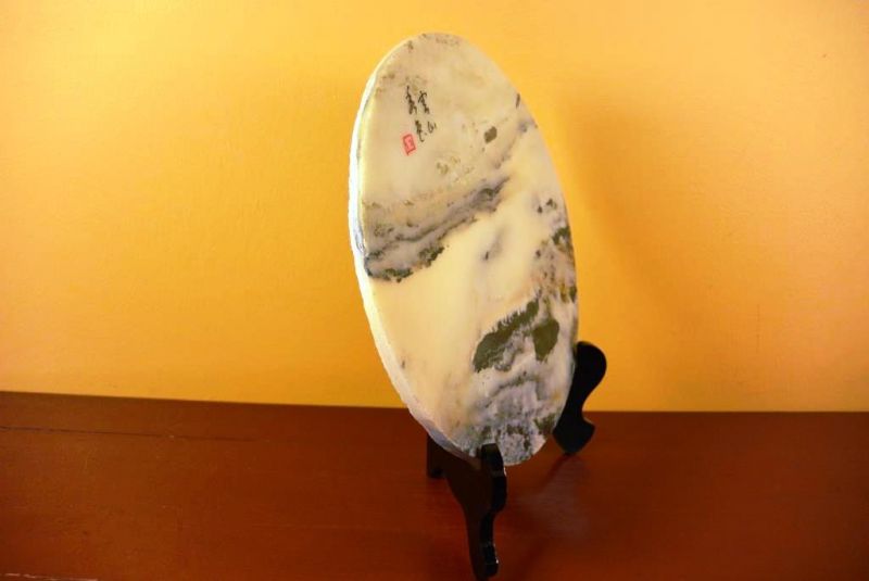 Chinesische Runden Dreamstone - Marmorstein - Landschaft 5
