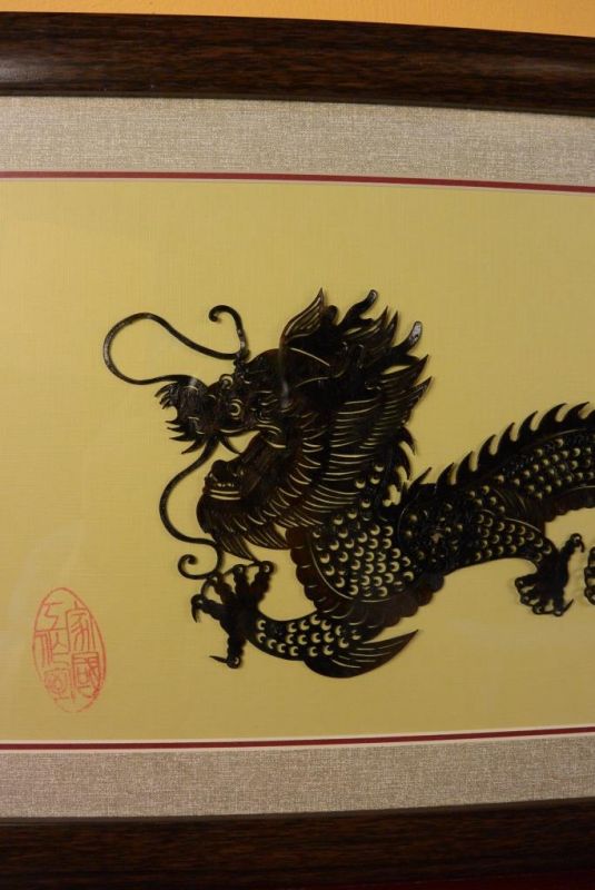 Chinesische Schattentheater - Gerahmte Marionetten Figur - Drachen 2
