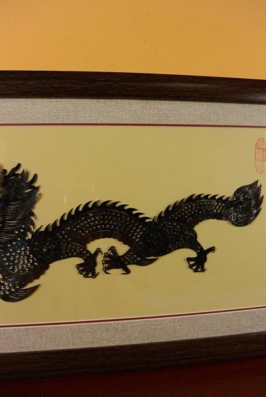 Chinesische Schattentheater - Gerahmte Marionetten Figur - Drachen 3