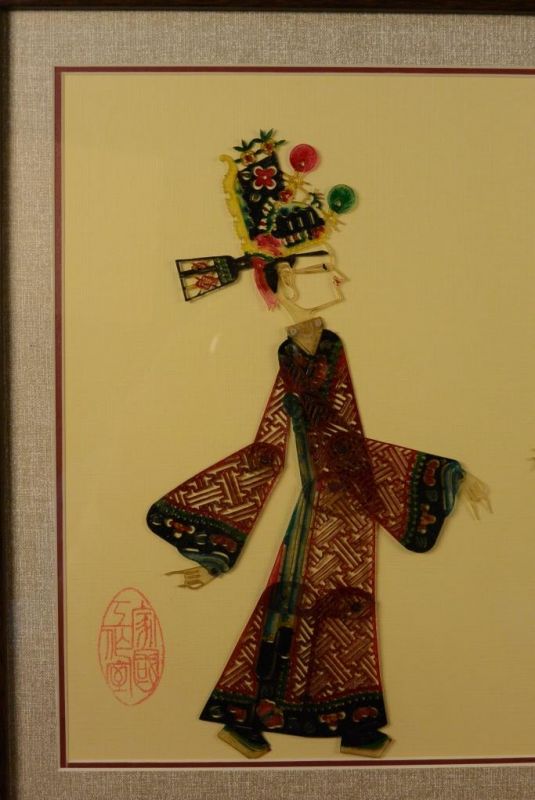 Chinesische Schattentheater - Gerahmte Marionetten Figur - Farbe 2