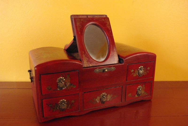 Chinesische Schmuckkästchen Chinesische Schrank mit Spiegel 2