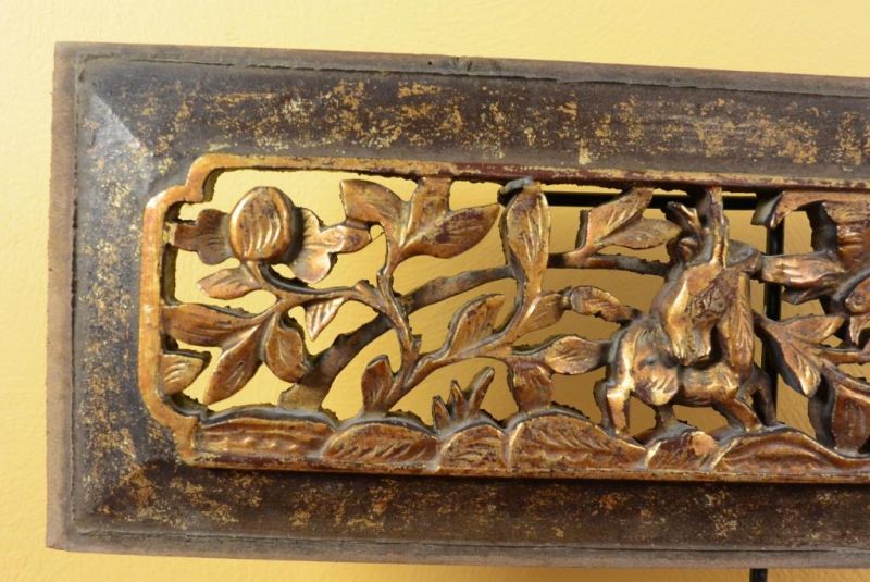 Chinesische Schnitzereien Qing-Dynastie Braun und Gold 1 2