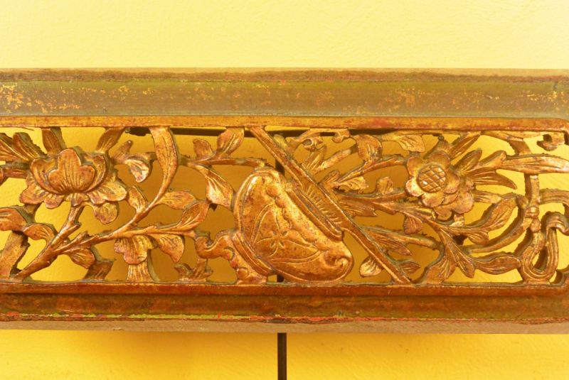 Chinesische Schnitzereien Qing-Dynastie Braun und Gold 1 2
