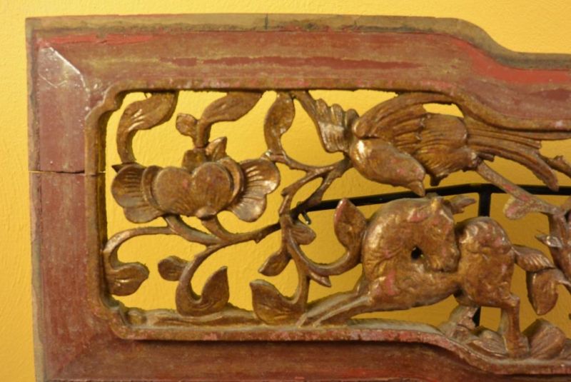 Chinesische Schnitzereien Qing-Dynastie Braun und Gold 1 2