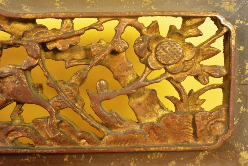 Chinesische Schnitzereien Qing-Dynastie Braun und Gold 10 3