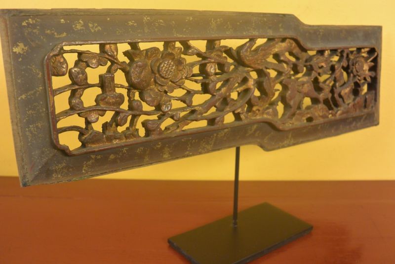 Chinesische Schnitzereien Qing-Dynastie Braun und Gold 10 5