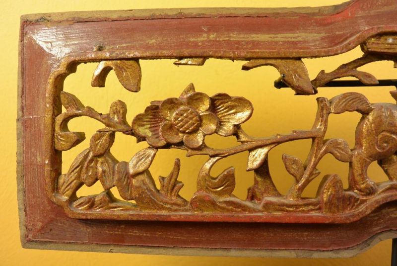 Chinesische Schnitzereien Qing-Dynastie Braun und Gold 10 2