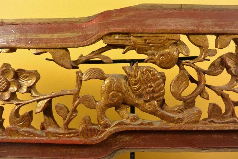 Chinesische Schnitzereien Qing-Dynastie Braun und Gold 10 3