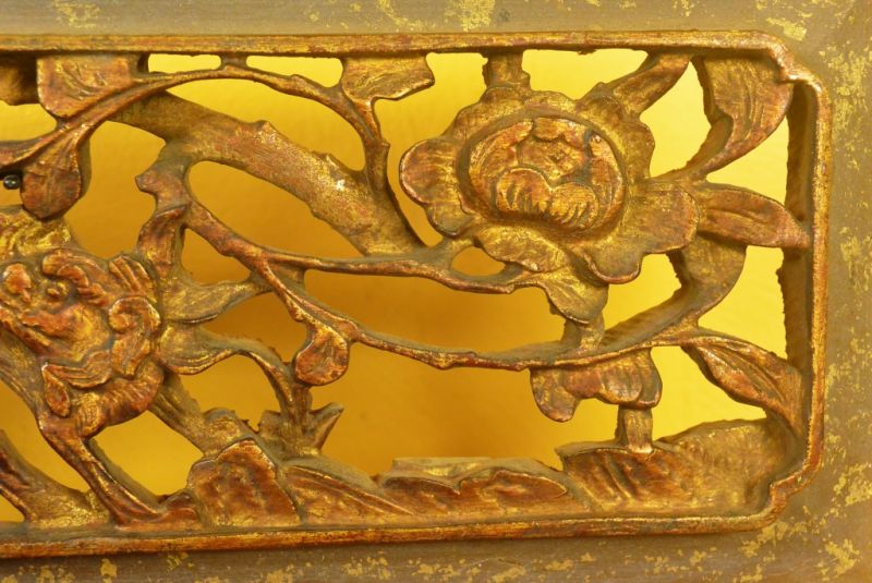 Chinesische Schnitzereien Qing-Dynastie Braun und Gold 11 4