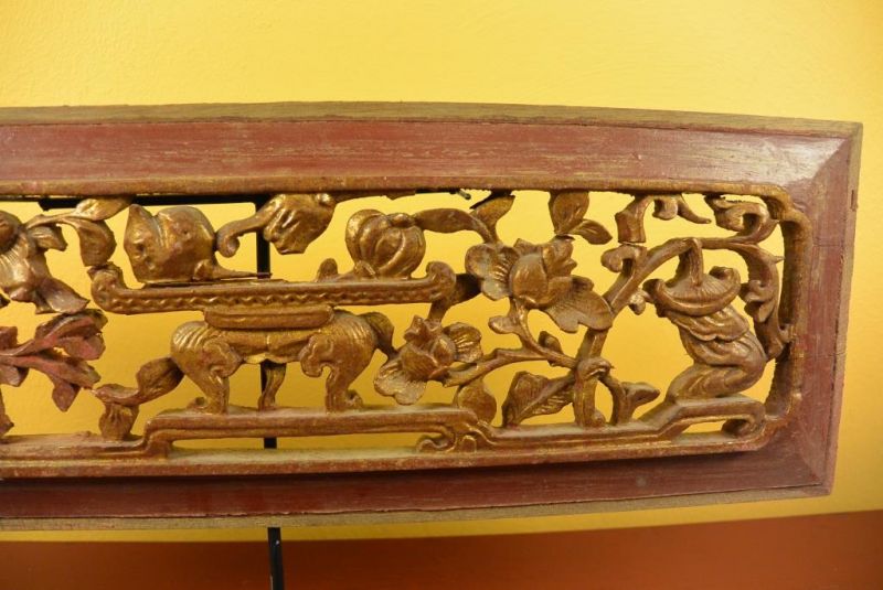 Chinesische Schnitzereien Qing-Dynastie Braun und Gold 11 3