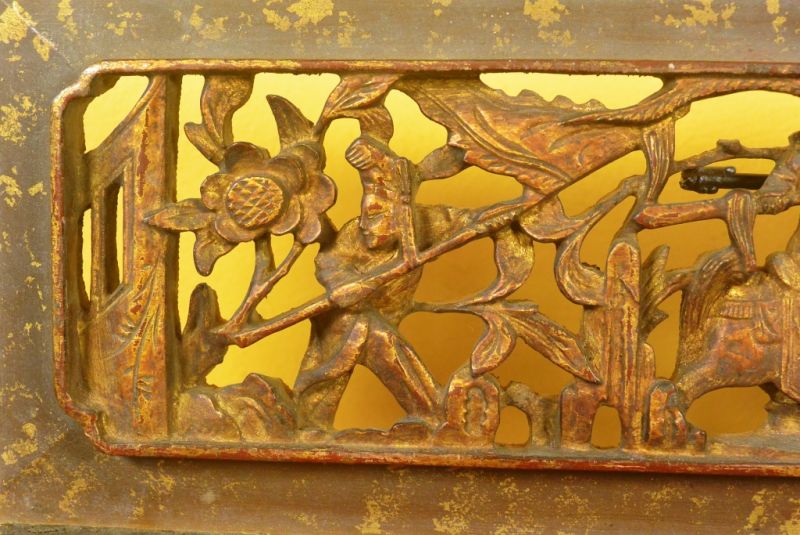 Chinesische Schnitzereien Qing-Dynastie Braun und Gold 12 2