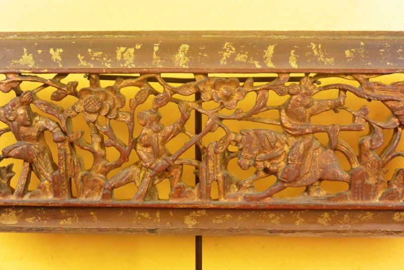 Chinesische Schnitzereien Qing-Dynastie Braun und Gold 13 2