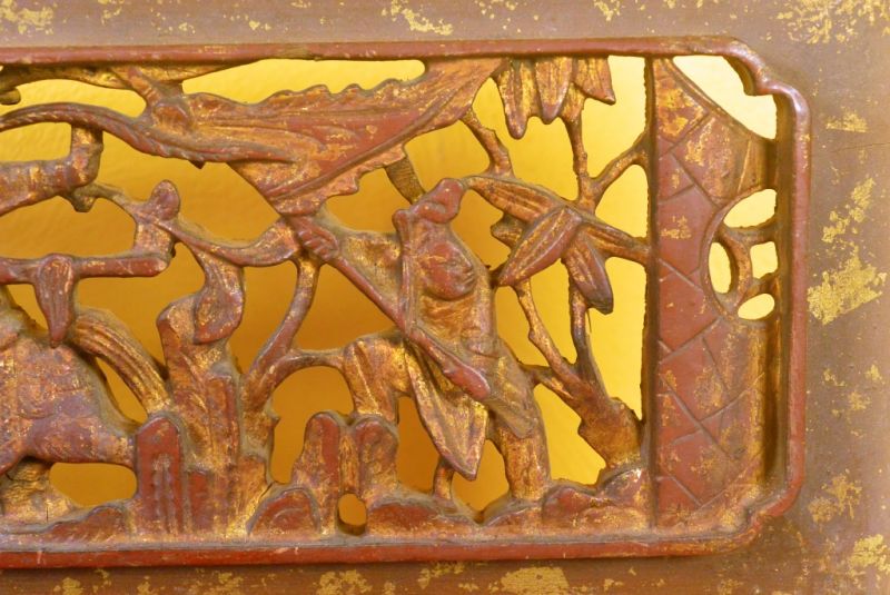 Chinesische Schnitzereien Qing-Dynastie Braun und Gold 13 4