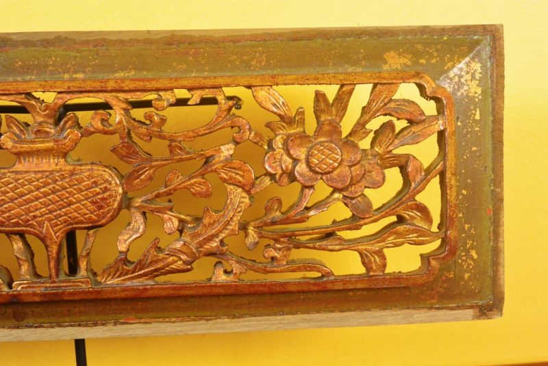 Chinesische Schnitzereien Qing-Dynastie Braun und Gold 2 3