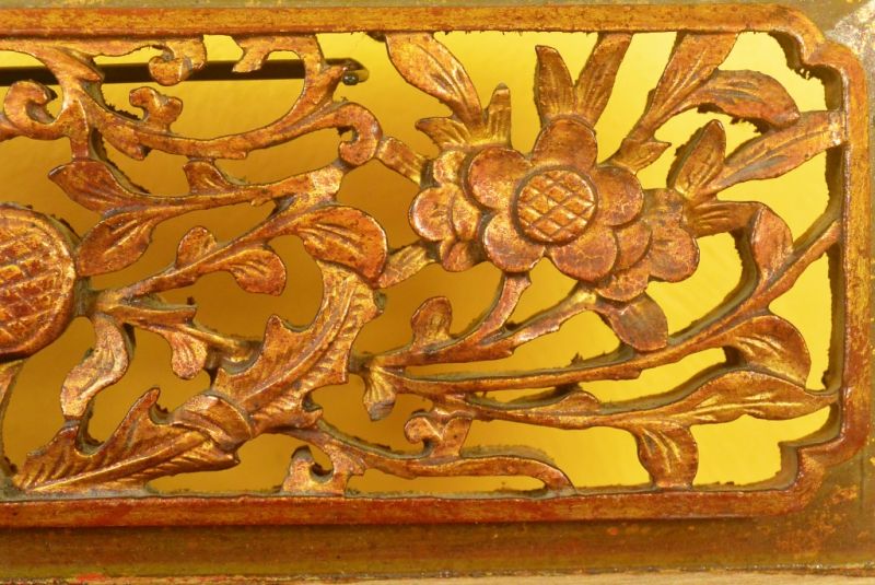 Chinesische Schnitzereien Qing-Dynastie Braun und Gold 2 4
