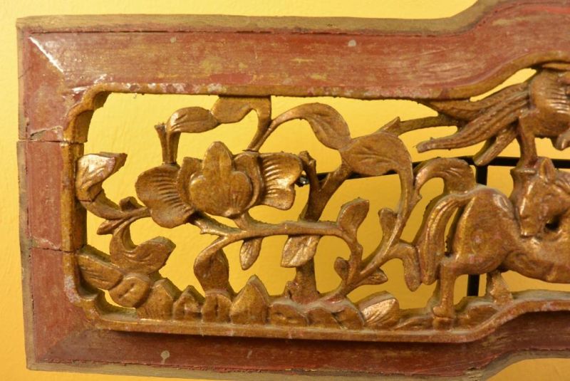 Chinesische Schnitzereien Qing-Dynastie Braun und Gold 2 2