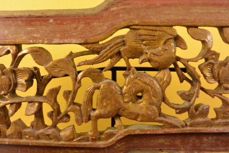 Chinesische Schnitzereien Qing-Dynastie Braun und Gold 2 3