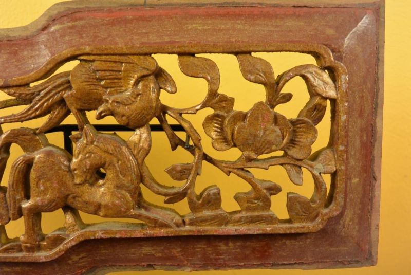 Chinesische Schnitzereien Qing-Dynastie Braun und Gold 2 4