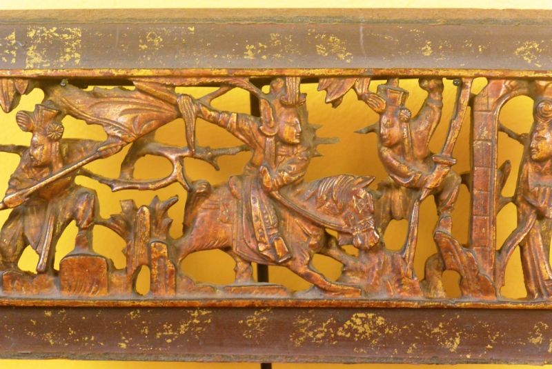 Chinesische Schnitzereien Qing-Dynastie Braun und Gold 3 2