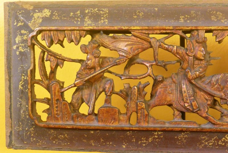 Chinesische Schnitzereien Qing-Dynastie Braun und Gold 3 3