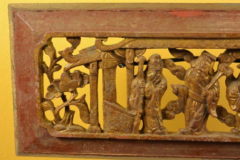 Chinesische Schnitzereien Qing-Dynastie Braun und Gold 3 2