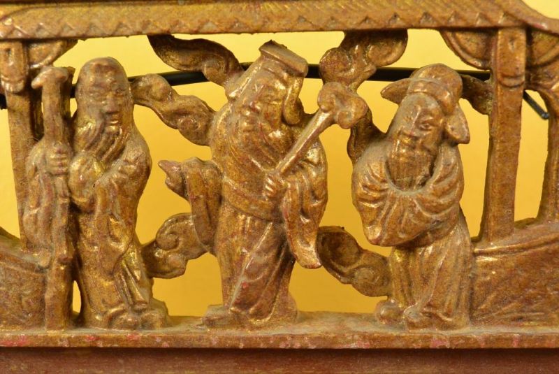 Chinesische Schnitzereien Qing-Dynastie Braun und Gold 3 3