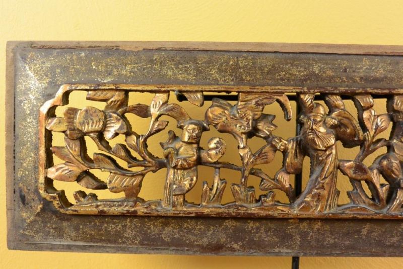 Chinesische Schnitzereien Qing-Dynastie Braun und Gold 4 2