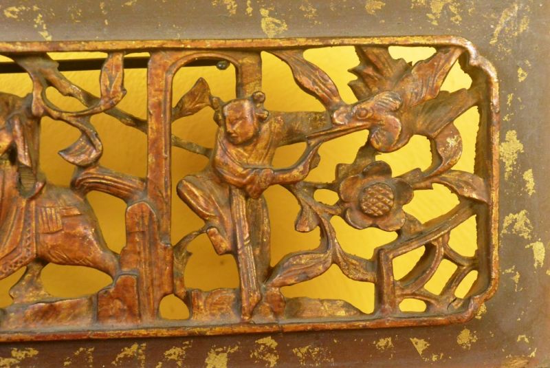 Chinesische Schnitzereien Qing-Dynastie Braun und Gold 4 4
