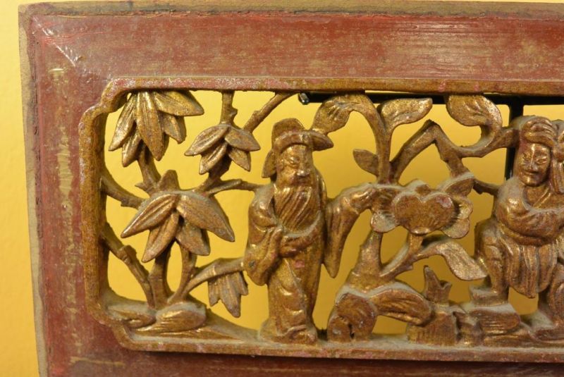 Chinesische Schnitzereien Qing-Dynastie Braun und Gold 4 2