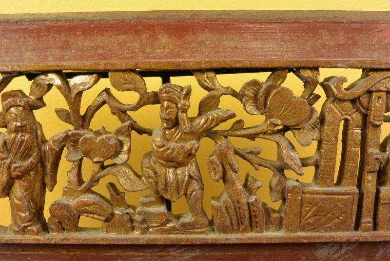 Chinesische Schnitzereien Qing-Dynastie Braun und Gold 4 3