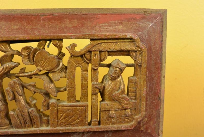 Chinesische Schnitzereien Qing-Dynastie Braun und Gold 4 4